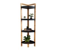 Relaxdays Scaffale angolare bambù, 4 ripiani, HLP: 105,5x23x23 cm, per bagno e cucina, naturale/nero
