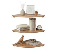 Relaxdays Scaffale angolare da parete in noce