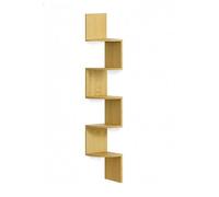 Relaxdays Scaffale angolare, HxLxP: 125 x 20 x 20 cm, 5 Ripiani, MDF, Design a Zigzag, libreria da Parete, Naturale