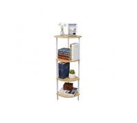 Relaxdays Scaffale angolare, HxLxP: 125 x 44,5 x 31,5 cm, 4 ripiani, per soggiorno, MDF, metallo, naturale/bianco
