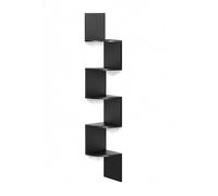 Relaxdays Scaffale angolare, HxLxP: 125x20x20 cm, 5 ripiani, MDF, design zigzag, scaffale da parete, nero