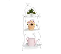 Relaxdays Scaffale Angolare Portafiori in Acciaio, 3 Ripiani Pieghevoli, Portavasi Piante e Fiori, 82,5x30x30 cm, Bianco, Plastica