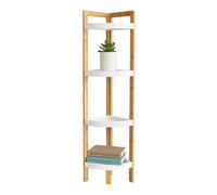 Scaffale angolare Relaxdays in bambù, 4 Ripiani semicircolari, HLP: 105,5x23x23 cm, Compatto, Naturale/Bianco.
