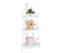 Relaxdays Scaffale Angolare Portafiori in Acciaio, 3 Ripiani Pieghevoli, Portavasi Piante e Fiori, 82,5x30x30 cm, Bianco, Plastica