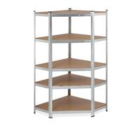 Relaxdays Scaffale in Metallo Angolare, Capacità 875 kg, 181x128x92, 5 Ripiani, ad Alta Portata, ad Angolo, Argento