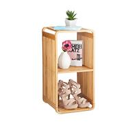 Relaxdays Scaffale Aperto con Angoli Arrotondati, Mobile da Bagno con Mensole, Quadrato, bambù, Marrone, HxLxP: 64,7x33x33 cm