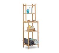 Relaxdays Scaffale bagno in bambù 5 ripiani per cucina corridoio mobiletto aperto HxLxP: 121 x 33 x 28 cm, beige