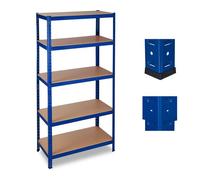 relaxdays 10026751 Scaffale in Metallo, capacità Fino a 1325 kg, 5 Ripiani ad Incastro Cantina Acciaio, MDF, HLP 180x90x45cm, Blu