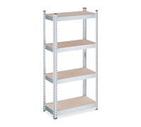 Relaxdays Scaffale Carichi Pesanti, 120x60x30 cm, 4 Ripiani Alta Portata 700 kg, Garage, Acciaio Zincato, Marrone Chiaro, 50% 10% plastica 40% Fibra di Legno, 120 x 60 x 30 cm