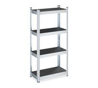 Relaxdays Scaffale Carichi Pesanti, HLP: 120x60x30 cm, 4 Ripiani Alta Portata 700 kg, per Garage, Acciaio Zincato, Nero, Plastica, Fibra di Legno