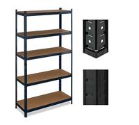 Relaxdays Scaffale Carichi Pesanti in Acciaio, HLP 180x100x40 cm, 5 Ripiani Alta Portata 500 kg, Garage e Cantina, Nero, Fibra di Legno