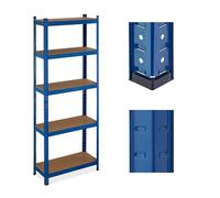 Relaxdays Scaffale Carichi Pesanti in Acciaio, HLP 180x70x30 cm, 5 Ripiani ad Alta Portata 500 kg, Garage e Cantina, Blu
