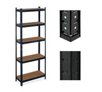 Relaxdays Scaffale Carichi Pesanti in Acciaio, HLP 180x70x30 cm, 5 Ripiani ad Alta Portata 500kg, Garage e Cantina, Nero