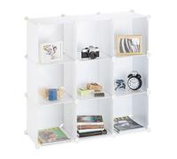 Relaxdays 10021956_49 Scaffale Componibile 9 Scomparti, Divisorio, Plastica, Aperto, Fai da Te, 95 x 95 x 32 cm, Bianco