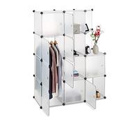 Relaxdays Scaffale Componibile con 10 Ante, Armadio con Asta Appendiabiti, HxLxP: 146x110x46 cm