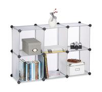 Relaxdays Scaffale Componibile, 6 Scomparti, Sistema a Incastro, Plastica, HxLxP: 65 x 96 x 32 cm, Trasparente, 32 x 96 x 65 cm