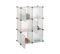 Relaxdays Scaffale Componibile con Cubi, 6 Ante, Divisorio per Soggiorno, Fai da Te, HxLxP: 105x70x35 cm