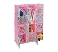 Relaxdays Scaffale componibile rosa per bambini