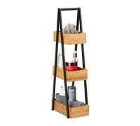 relaxdays Scaffale con 3 Scomparti da Bagno, in bambù, Salvaspazio, Mobiletto, in Metallo, 81x18x30cm Legno Naturale, 81 x 18 x 30 cm