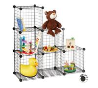 Relaxdays Scaffale con 6 cubi a rete ad incastro
