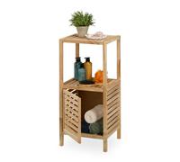 Relaxdays Mobile Salvaspazio per Bagno e Cucina, Scaffale in Legno di Noce, 2 Ripiani, Vano con Anta, HLP 86x40x36 cm