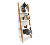 Relaxdays Scaffale da Bagno Bamboo, Mobile in bambù e MDF, 4 Ripiani, Cucina, HLP 144 x 56 x 34 cm, Naturale/Bianco