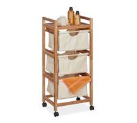 Relaxdays Scaffale da bagno con 3 cestini beige