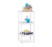 Relaxdays Scaffale da Bagno, in Bambù, Ripiani Portaoggetti, Mobiletto Salvaspazio, 80x34,5x33 cm, Mobile Cucina, Bianco