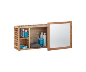 Relaxdays Scaffale da bagno in legno con specchio