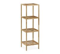 Relaxdays Scaffale da Bagno in Legno di Noce, HLP: 113x35,5x35,5 cm, 4 Ripiani, Mobiletto Salvaspazio Cucina, Naturale