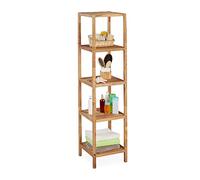 Scaffale da bagno Mobiletto in legno 5 ripiani Antigraffio Scaffale salvaspazio