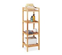 Relaxdays Scaffale da Bagno in Legno, HLP: 110 x 35 x 35 cm, 4 Ripiani, Mobile da Terra da Cucina, Marrone Chiaro
