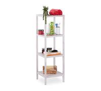 relaxdays Scaffale da Bagno, Legno di Noce, Ripiani Portaoggetti, Mobiletto Salvaspazio,112x36x36, Mobile Cucina, Bianco