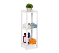Relaxdays Scaffale da Bagno, Mobiletto Salvaspazio in MDF, Mobile Stretto a Colonna 3 Ripiani, HLP: 65x22x22 cm, Bianco