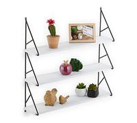 Relaxdays Scaffale da Parete, Mensola da Muro, 3 Ripiani, Cucina, Soggiorno e Ingresso, HxLxP: 60x60x15 cm, Bianco Nero, Fibra di Legno