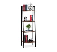 relaxdays Scaffale in Legno, Moderna Libreria con 4 Ripiani, per Piante e Libri, HLP: 136 x 44 x 31,5 cm, Marrone