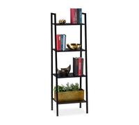relaxdays Scaffale in Legno, Moderna Libreria con 4 Ripiani, per Piante e Libri, HLP: 136 x 44 x 31,5 cm, Nero