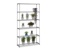 Relaxdays Scaffale porta piante a 6 ripiani metallo e plastica 174x91x28 cm Grigio