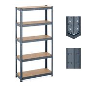 Relaxdays Scaffale in Acciaio, HxLxP 150 x 75 x 30 cm, 5 Ripiani ad Alta Portata 875 kg, per Garage e Cantina, Argentato, 150 x 75 x 30