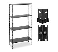 Relaxdays Scaffale in Acciaio, HLP 147,5x75,5x30,5 cm, 4 Ripiani Regolabili, Alta Portata 160 kg, Garage e Cantina, Nero