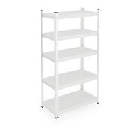 Relaxdays Scaffalatura Bianca in Metallo Pesante Scaffale in Acciaio, HLP 150 x 75 x 30 cm, con 5 Ripiani ad Alta Portata 875 kg, per Garage e Cantina