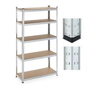 Relaxdays Scaffale in Acciaio, HLP 180 x 100 x 40 cm, 5 Ripiani ad Alta Portata 500 kg, per Garage e Cantina, Argentato