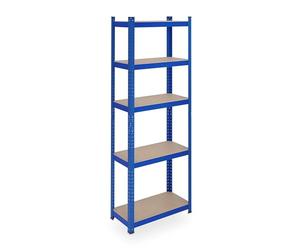 Relaxdays Scaffale in Acciaio, HLP 180 x 60 x 30 cm, con 5 Ripiani ad Alta Portata 500 kg, per Garage e Cantina, Blu