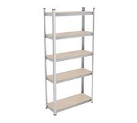 Relaxdays Scaffale in Acciaio, HxLxP 168x80x30 cm, 5 Ripiani ad Alta Portata, 250 kg, per Garage e Cantina, Argentato