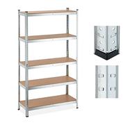 Relaxdays Scaffale in Acciaio, HxLxP 180x100x40 cm, 5 Ripiani ad Alta Portata 1250 kg, per Garage e Cantina, Argentato