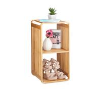 Relaxdays Scaffale Aperto con Angoli Arrotondati, Mobile da Bagno con Mensole, Quadrato, bambù, Marrone, HxLxP: 64,7x33x33 cm
