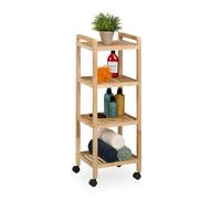 Mobiletto Bagno Scaffale Porta Asciugamani Mobile Cucina Legno Ruote 97x35x31 cm