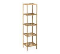 Relaxdays Scaffale da Bagno in Legno di Noce, HLP: 146x35,5x35,5 cm, 5 Ripiani, Mobiletto Salvaspazio Cucina, Naturale
