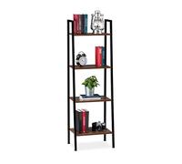 relaxdays Scaffale in Legno, Moderna Libreria con 4 Ripiani, per Piante e Libri, HLP: 136 x 44 x 31,5 cm, Marrone