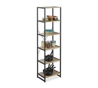 Relaxdays Scaffale in Legno Stile Industrial, Libreria con 6 Ripiani HLP: 180x50